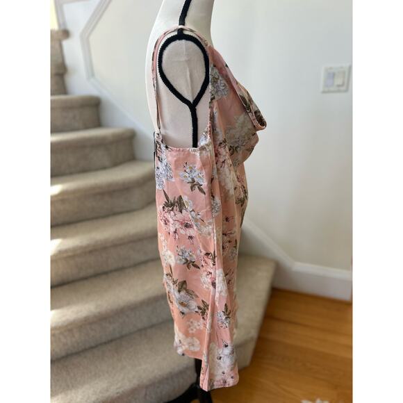 NWT Nasty Gal Pink Floral Satin Cowl Neck Slip Dress - Picture 5 of 8